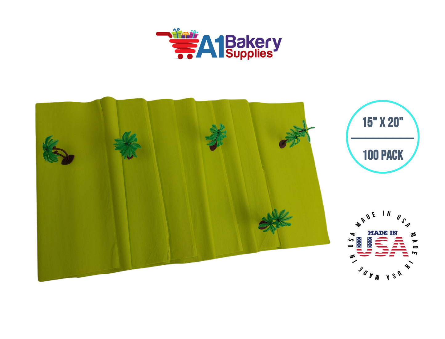 Citrus green Tissue Paper 15 Inch x 20 Inch - 100 Sheets