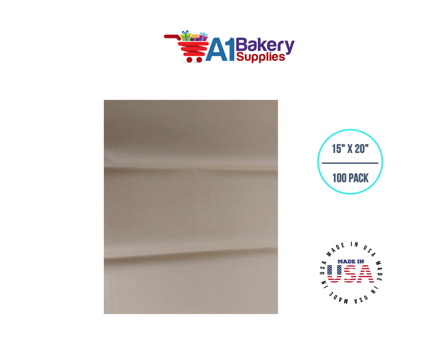 Solid Craft Tissue Paper Squares, Bulk100 Sheets, Premium Gift Wrap and Art Supplies for Birthdays, Holidays, or Presents by A1BakerySupplies, Medium 15 Inch x 20 Inch