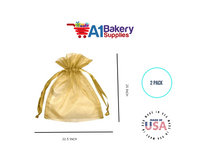 Gold Organza Fabric Gift Bags – Pack of 2 with Size 22.5 x 25 inch by A1 Bakery Supplies