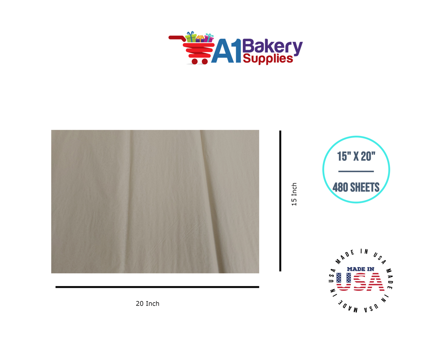 Parchment Tissue Paper Squares, Bulk 480 Sheets, Premium Gift Wrap and Art Supplies for Birthdays, Holidays, or Presents by A1BakerySupplies, Large 15 Inch x 20 Inch