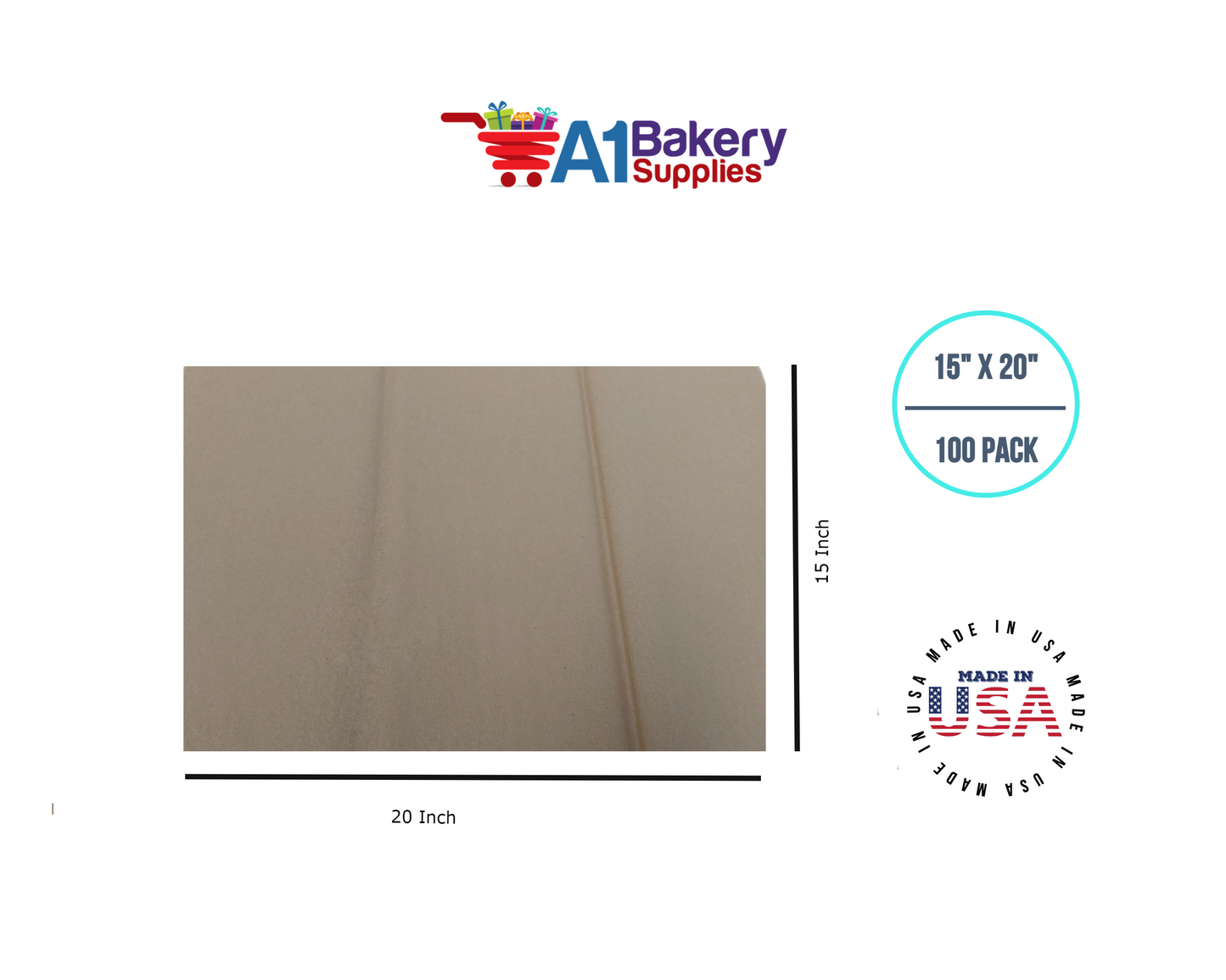 Desert Tan  Tissue Paper Squares, Bulk 100 Sheets, Premium Gift Wrap and Art Supplies for Birthdays, Holidays, or Presents by A1BakerySupplies, Medium 15 Inch x 20 Inch