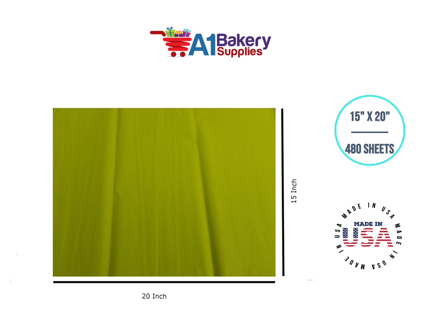 Citrus green Color Tissue Paper 15 Inch x 20 Inch - 480 Sheets