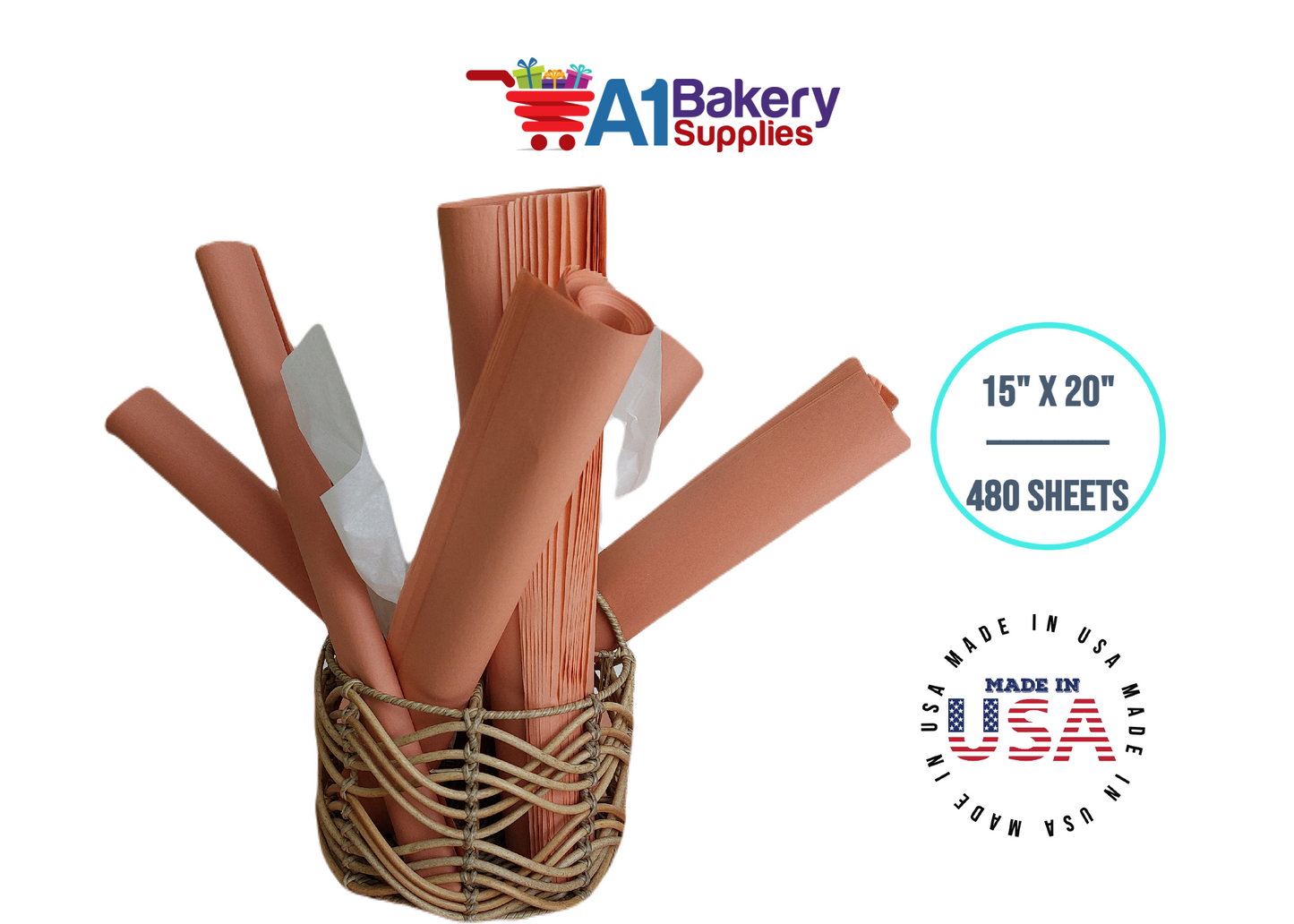 Terra Cotta Tissue Paper Squares Bulk  480 Sheets Premium Gift Wrap and Art Supplies for Birthdays Holidays or Presents by A1 Bakery Supplies Large 15 Inch x 20 Inch