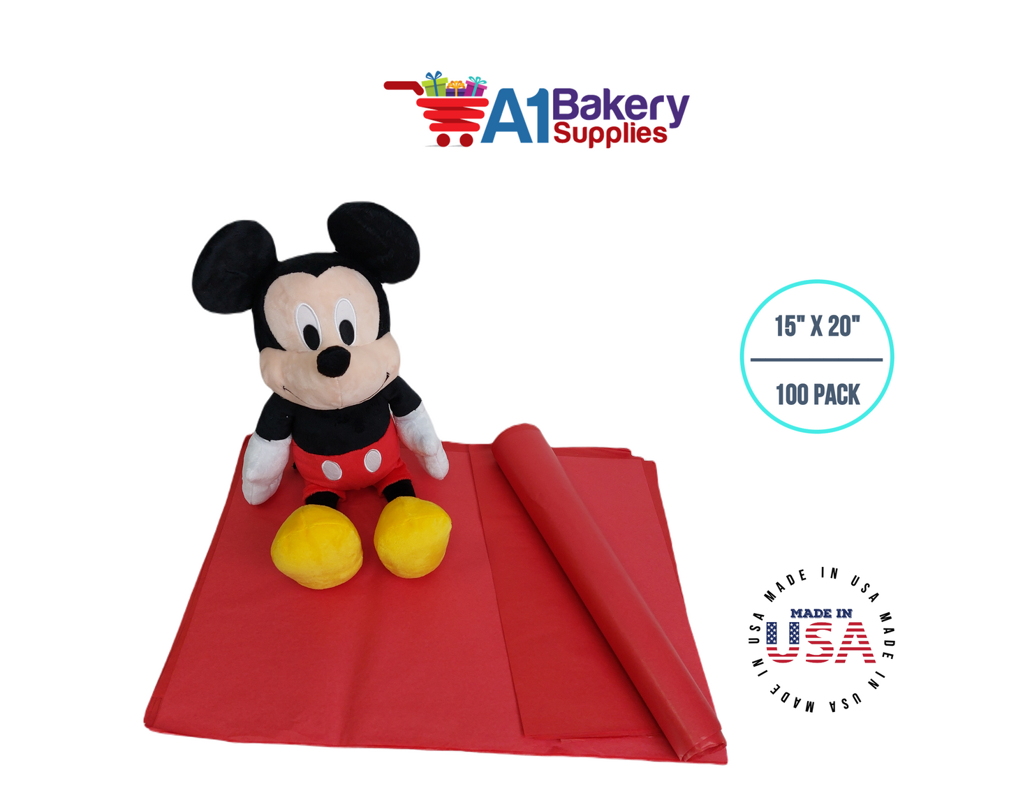 Red Tissue Paper 15 Inch x 20 Inch - 100 Sheets