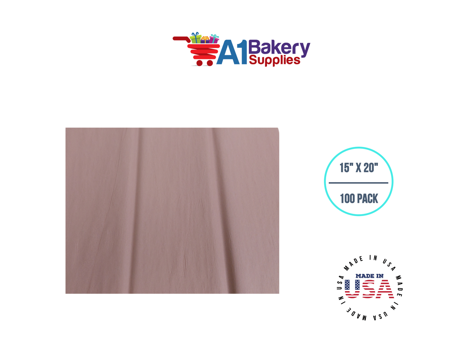 Rose gold Tissue Paper Squares, Bulk 100 Sheets, Premium Gift Wrap and Art Supplies for Birthdays, Holidays, or Presents by A1BakerySupplies, Large 15 Inch x 20 Inch