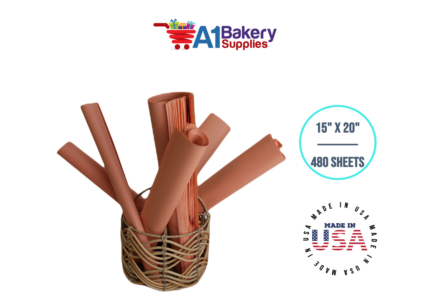 Terra Cotta Tissue Paper Squares Bulk  480 Sheets Premium Gift Wrap and Art Supplies for Birthdays Holidays or Presents by A1 Bakery Supplies Large 15 Inch x 20 Inch