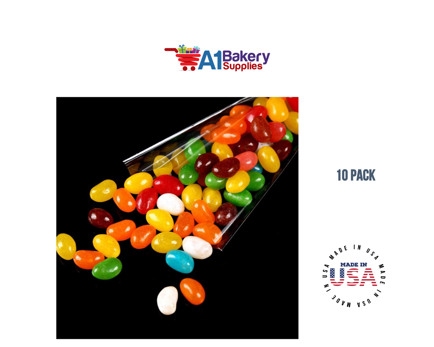 Clear Cellophane Cone Bags for Treat & Favor 6 Inch X 10 Inch 10 Pack by A1 Bakery Supplies