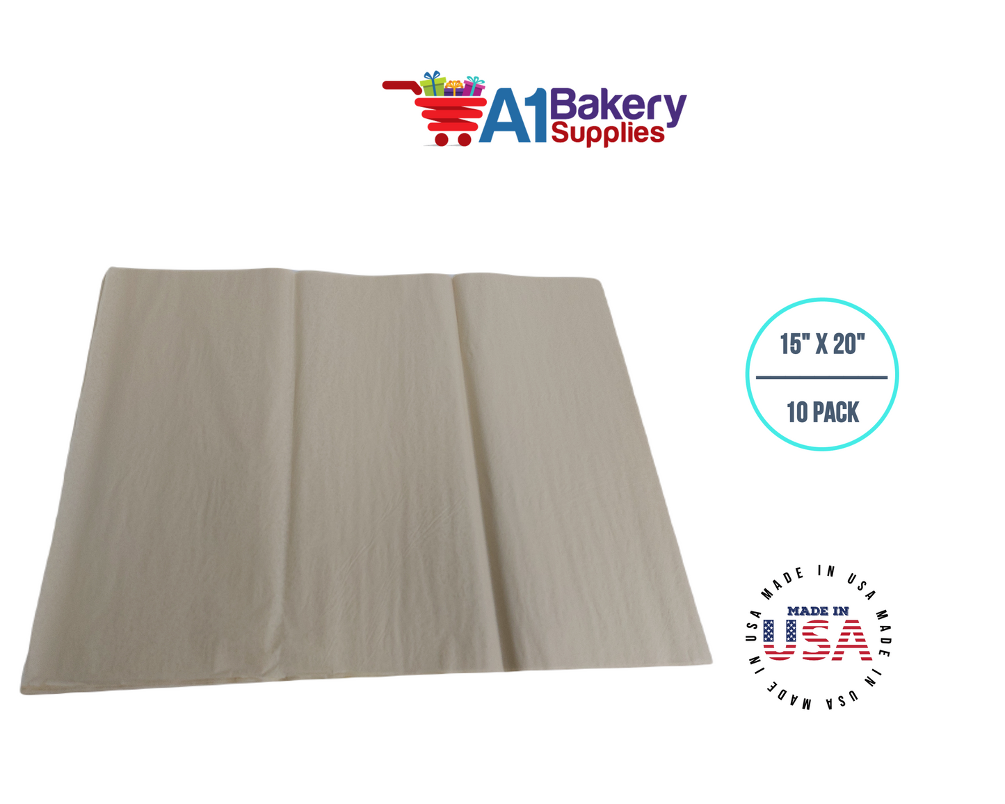 Parchment Tissue Paper Squares, Bulk 10 Sheets, Premium Gift Wrap and Art Supplies for Birthdays, Holidays, or Presents by A1BakerySupplies, Large 15 Inch x 20 Inch