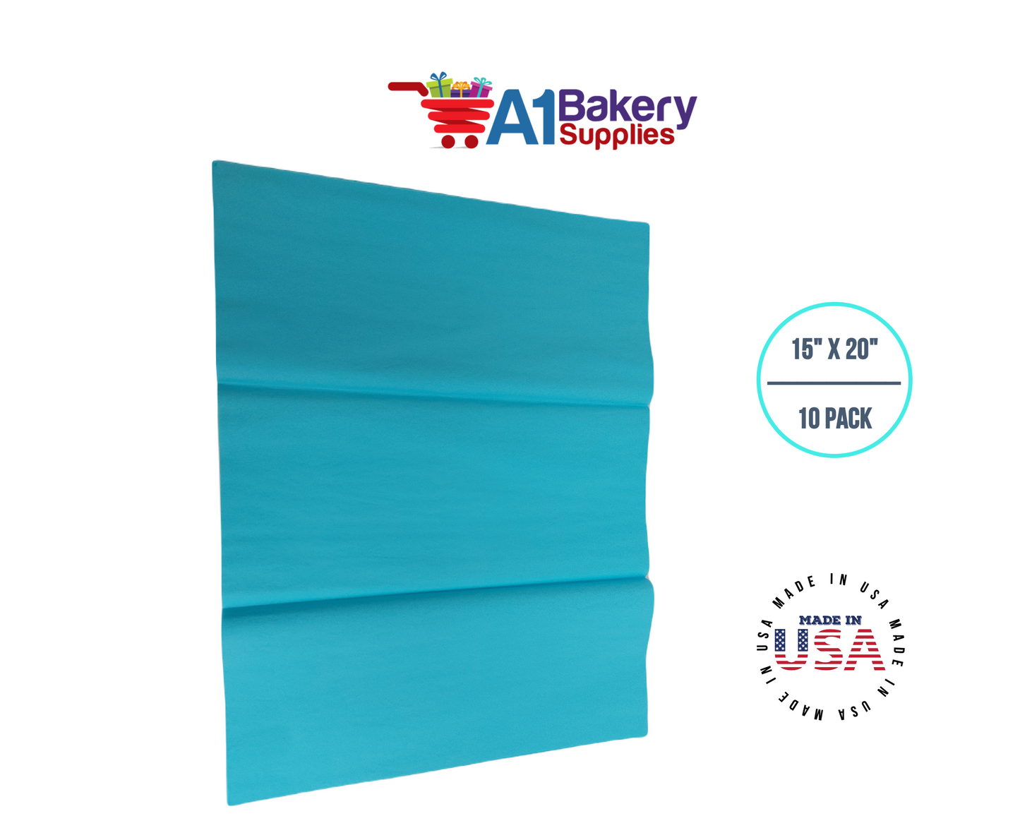 Oxford Blue Tissue Paper Squares, Bulk 10 Sheets, Premium Gift Wrap and Art Supplies for Birthdays, Holidays, or Presents by A1BakerySupplies, Small 15 Inch x 20 Inch