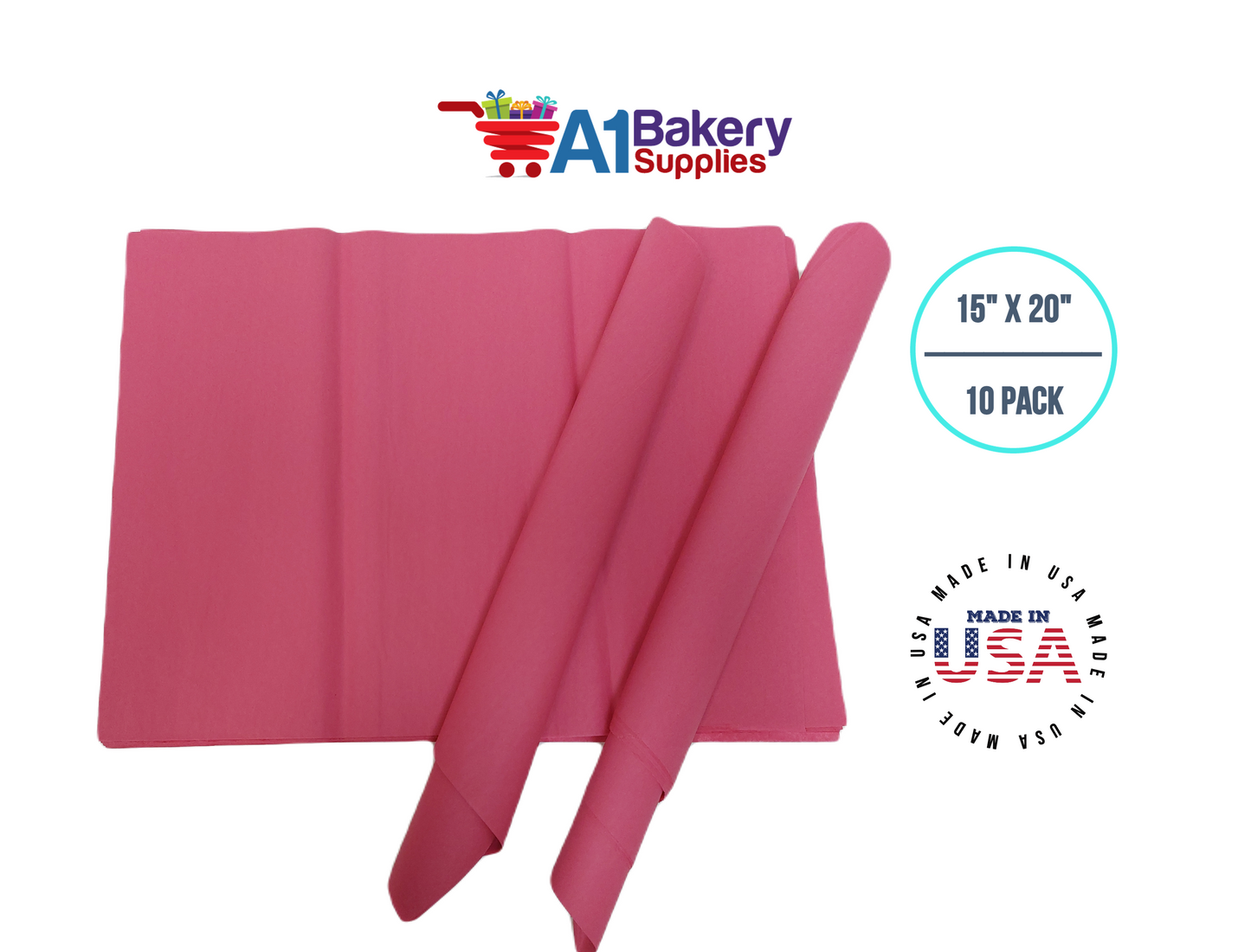 Azalea Pink Tissue Paper Squares, Bulk 10 Sheets, Premium Gift Wrap and Art Supplies for Birthdays, Holidays, or Presents by A1BakerySupplies, Large 15 Inch x 20 Inch