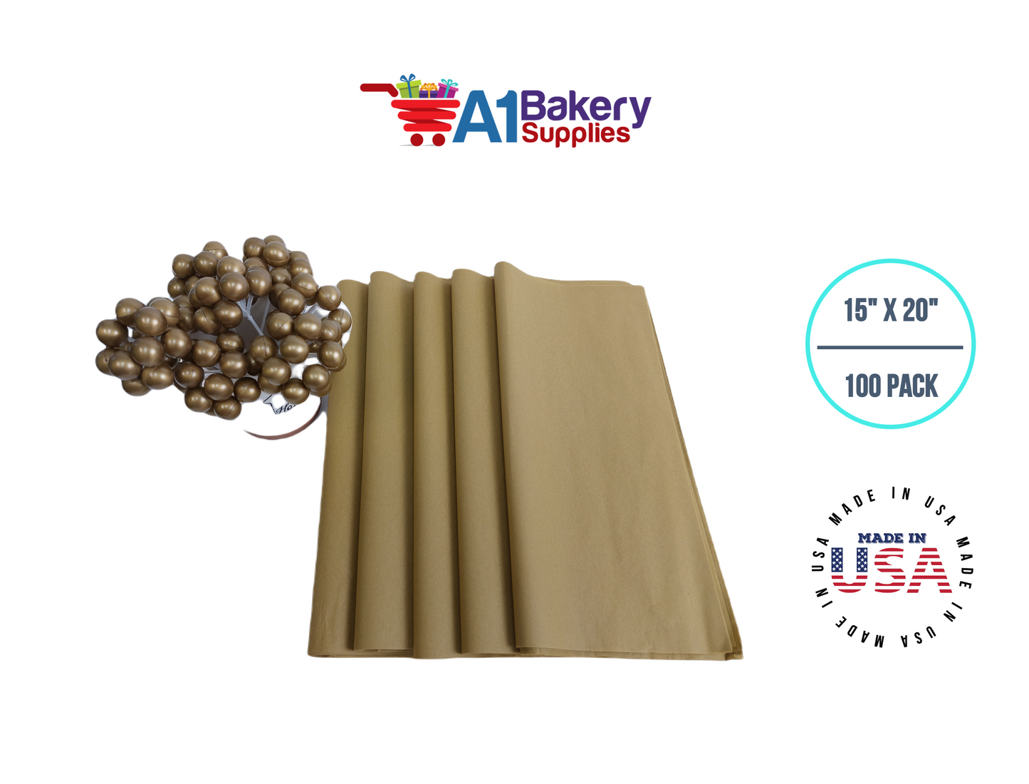 Antique Gold Tissue Paper 15 Inch x 20 Inch - 100 Sheets Pack