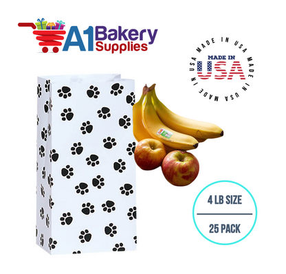 Puppy Dog Paw Print Treat Bags, Paw Print Gift Bags Paper 4LB 25 Pack