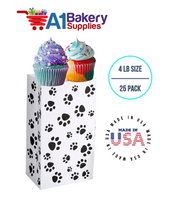Puppy Dog Paw Print Treat Bags, Paw Print Gift Bags Paper 4LB 25 Pack