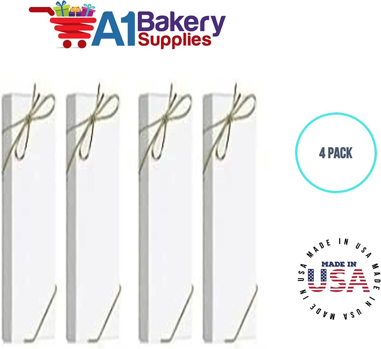 White Men's Tie Gift Boxes Socks Gift Boxes 4 pack with Gold Bow Pre-Tied String