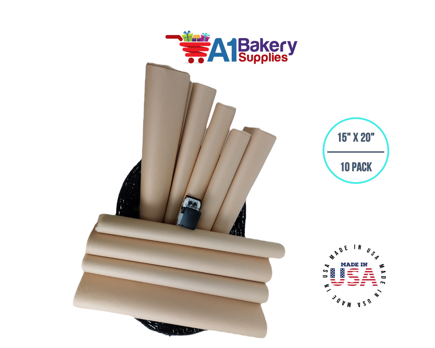 Solid Craft Tissue Paper Squares, Bulk10 Sheets, Premium Gift Wrap and Art Supplies for Birthdays, Holidays, or Presents by A1BakerySupplies, Small 15 Inch x 20 Inch