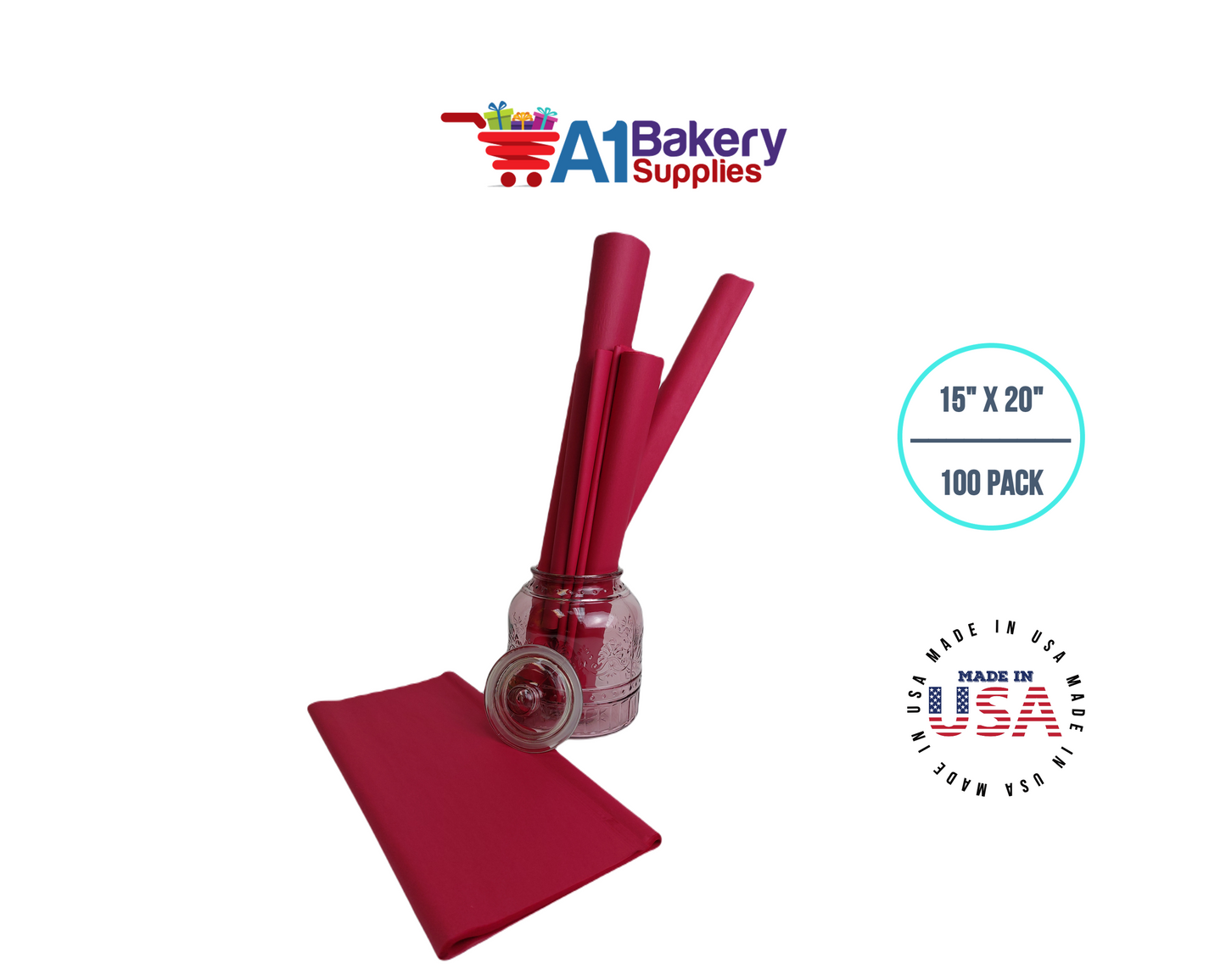 Cranberry Tissue Paper 15 Inch x 20 Inch - 100 Sheets