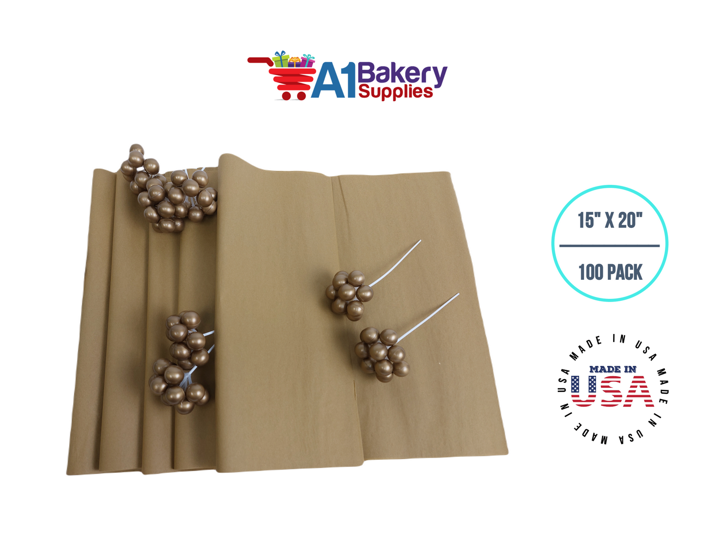 Antique Gold Tissue Paper 15 Inch x 20 Inch - 100 Sheets Pack