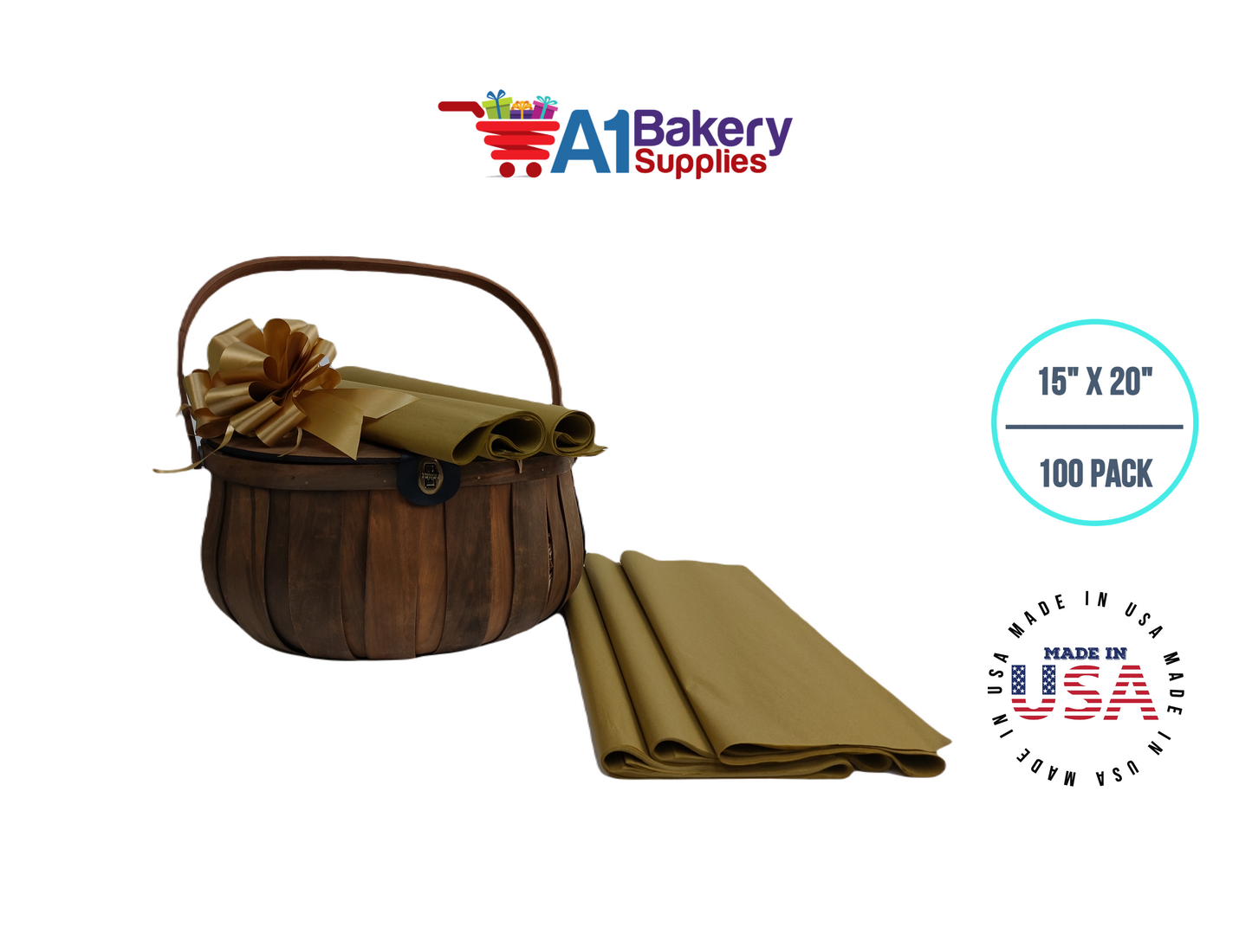 Antique Gold Tissue Paper 15 Inch x 20 Inch - 100 Sheets Pack