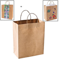 Craft Gift Bags ~ Brown Paper 1 dozen - 10" x 5" x 13"