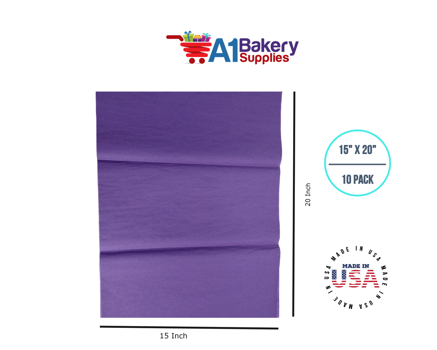 Lavender Tissue Paper Squares, Bulk 10 Sheets, Premium Gift Wrap and Art Supplies for Birthdays, Holidays, or Presents by A1BakerySupplies, Small 15 Inch x 20 Inch