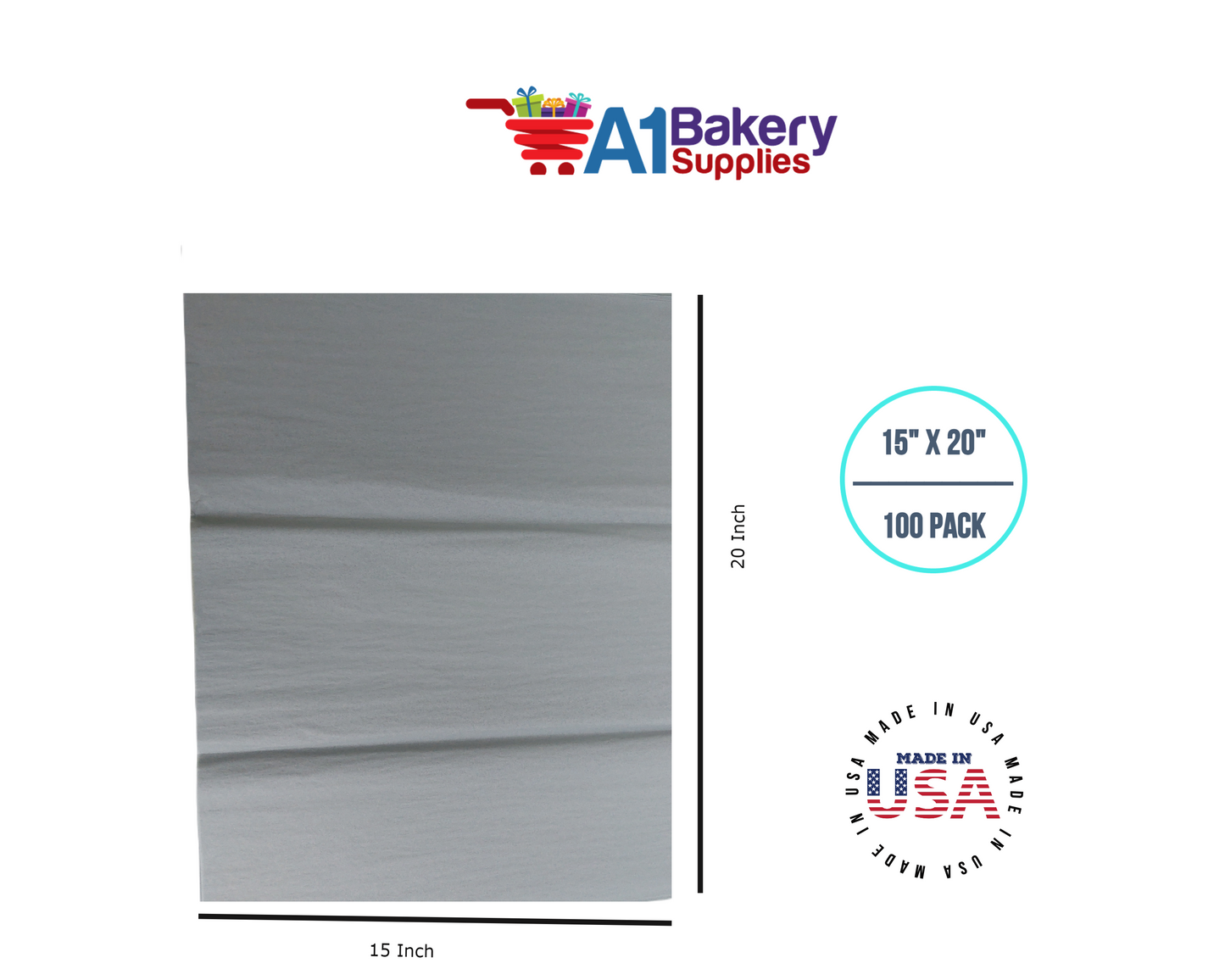 Gray color Gift wrap Tissue Paper 15 Inch x 20 Inch - 100 Sheets