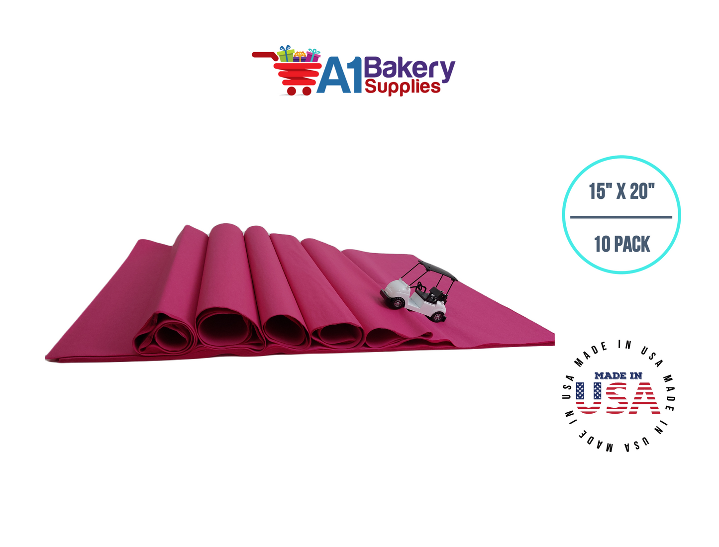 Cerise Pink Tissue Paper Squares, Bulk 10 Sheets, Premium Gift Wrap and Art Supplies for Birthdays, Holidays, or Presents by A1BakerySupplies, Large 15 Inch x 20 Inch