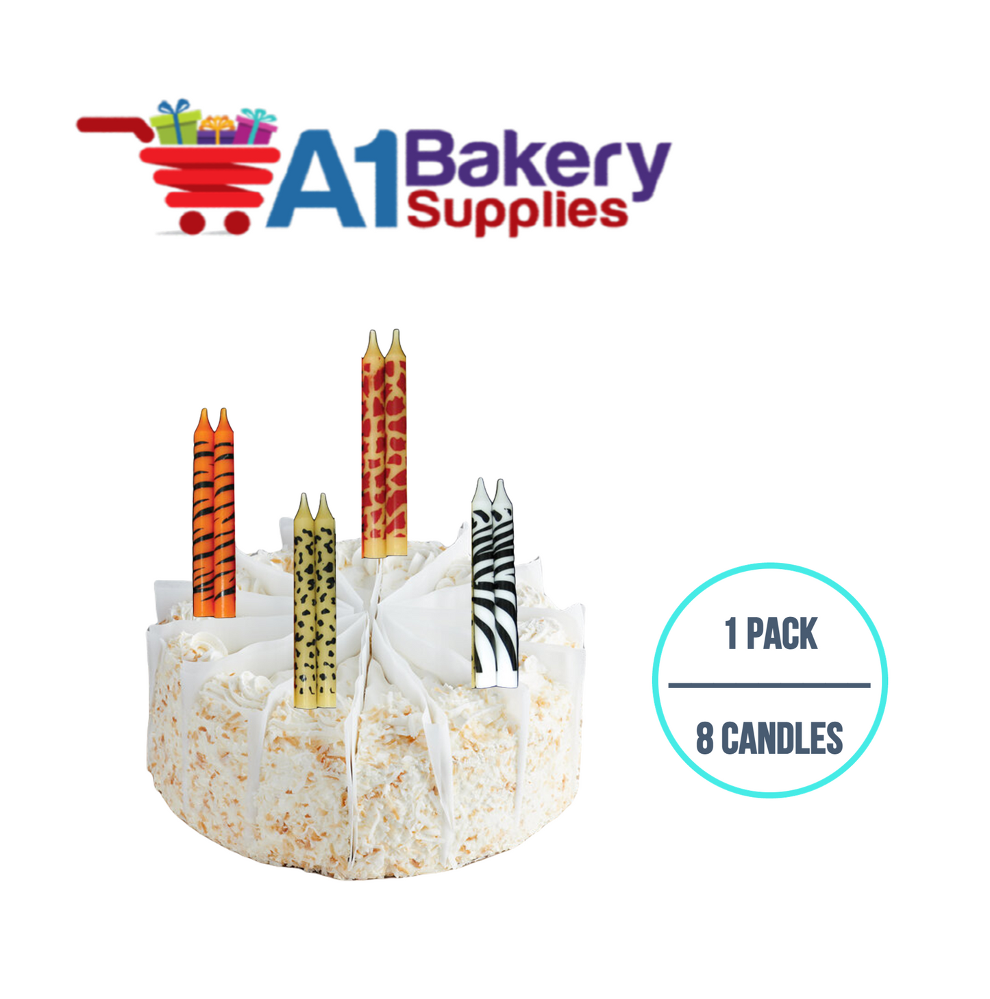 A1BakerySupplies Animal Print Birthday Candles 1 pack for Birthday Cake Decorations and Anniversary