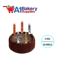 A1BakerySupplies Animal Print Birthday Candles 6 pack for Birthday Cake Decorations and Anniversary
