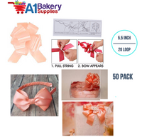 A1BakerySupplies 50 Pieces Pull Bow for Gift Wrapping Gift Bows Pull Bow With Ribbon for Wedding Gift Baskets, 5.5 Inch 20 Loop in Peach Color