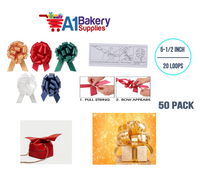 A1BakerySupplie 50 Pieces Pull Bow for Gift Wrapping Gift Bows Pull Bow With Ribbon for Wedding Gift Baskets, 5.5 Inch 20 Loop Christmas Assortment Flora Satin Color