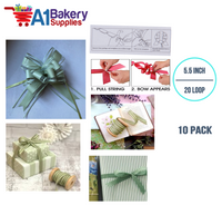 A1BakerySupplies 10 Pieces Pull Bow for Gift Wrapping Gift Bows Pull Bow With Ribbon for Wedding Gift Baskets, 5.5 Inch 20 Loop in Sage Color