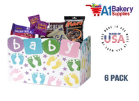 Baby Steps Basket Box, Theme Gift Box, Large 10.25 (Length) x 6 (Width) x 7.5 (Height), 6 Pack