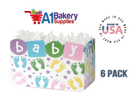 Baby Steps Basket Box, Theme Gift Box, Large 10.25 (Length) x 6 (Width) x 7.5 (Height), 6 Pack