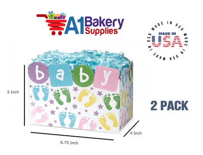 Baby Steps Basket Box, Theme Gift Box, Small 6.75 (Length) x 4 (Width) x 5 (Height), 2 Pack