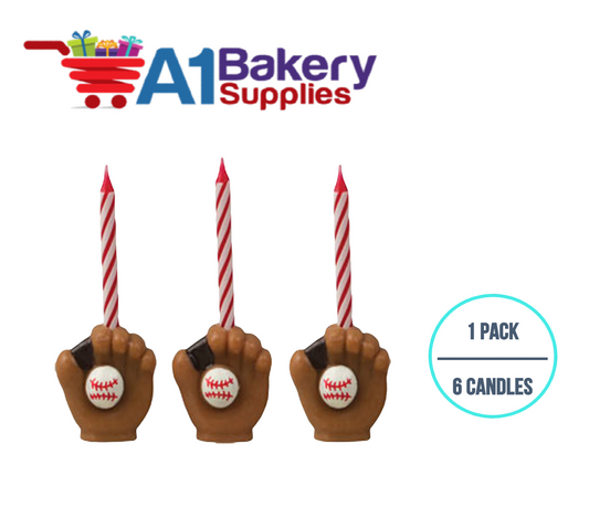 A1BakerySupplies Baseball Glove Candleholder Sets 1 pack for Birthday Cake Decorations and Anniversary