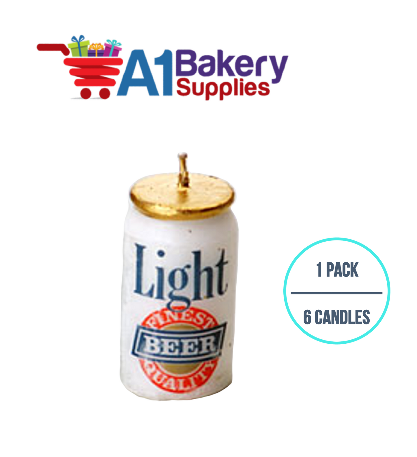 A1BakerySupplies Beer Can Novelty Candles 1 pack for Birthday Cake Decorations and Anniversary