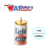 A1BakerySupplies Beer Can Novelty Candles 1 pack for Birthday Cake Decorations and Anniversary