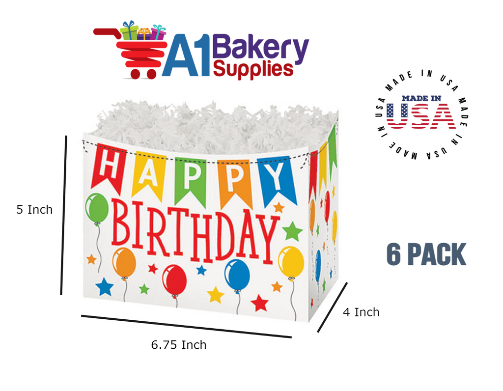 Birthday Banner Basket Box, Theme Gift Box, Small 6.75 (Length) x 4 (Width) x 5 (Height), 6 Pack