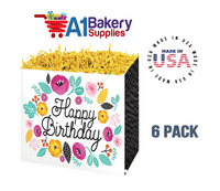 Birthday Flowers Basket Box, Theme Gift Box, Small 6.75 (Length) x 4 (Width) x 5 (Height), 6 Pack