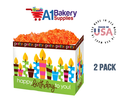 Birthday Party Basket Box, Theme Gift Box, Large 10.25 (Length) x 6 (Width) x 7.5 (Height), 2 Pack