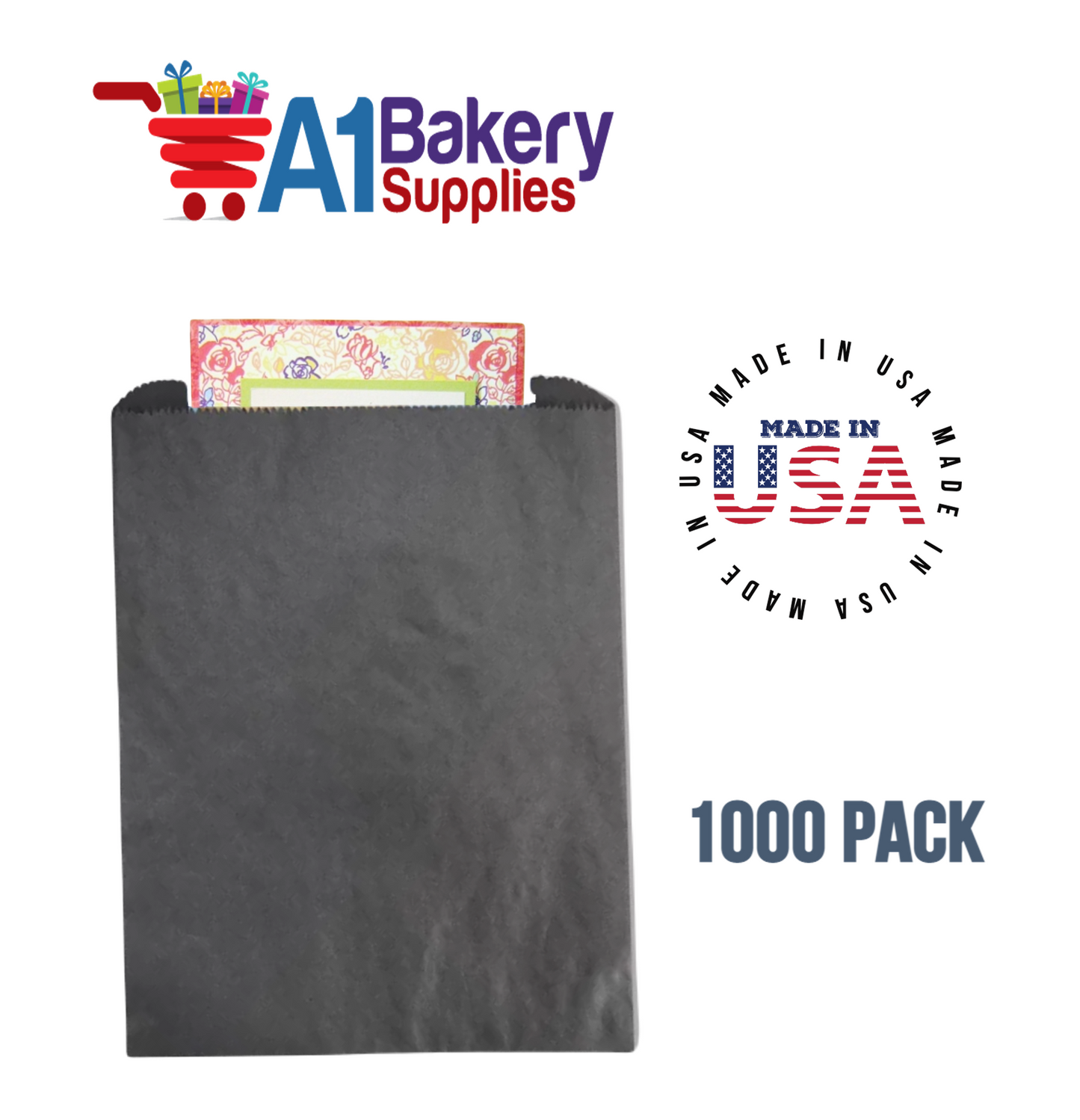 Black Flat Merchandise Bags, Medium, 1000 Pack - 8.5"x11"