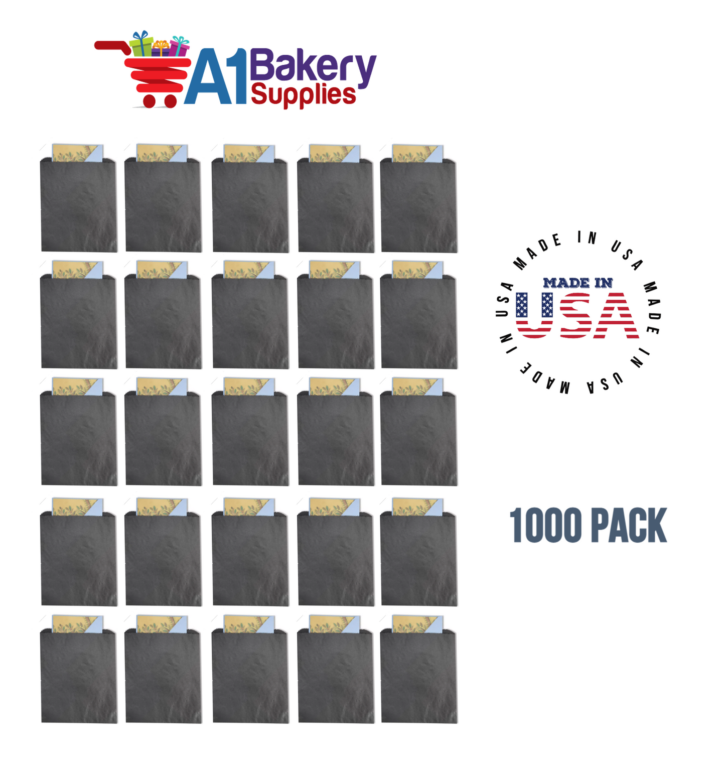 Black Flat Merchandise Bags, Medium, 1000 Pack - 8.5"x11"