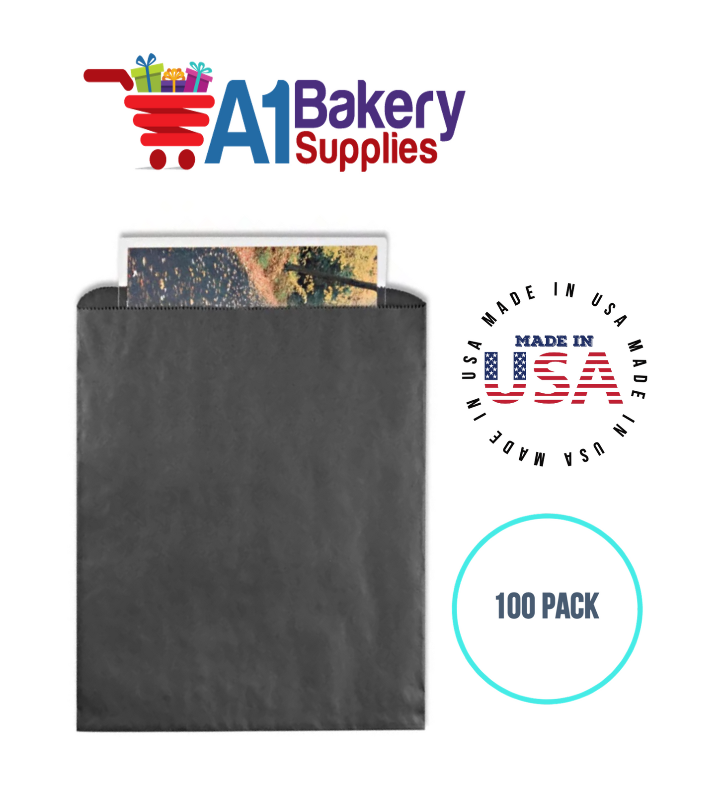 Black Flat Merchandise Bags, Small, 100 Pack - 12"x15"