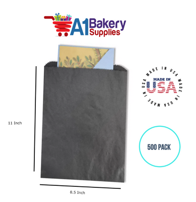 Black Flat Merchandise Bags, Medium, 500 Pack - 8.5"x11"