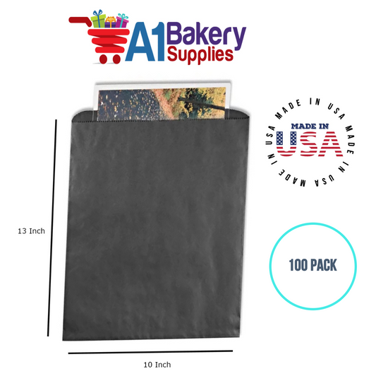Black Flat Merchandise Bags, Small, 100 Pack - 10"x13"