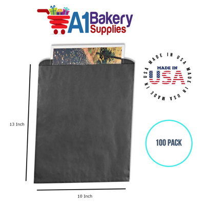 Black Flat Merchandise Bags, Small, 100 Pack - 10"x13"
