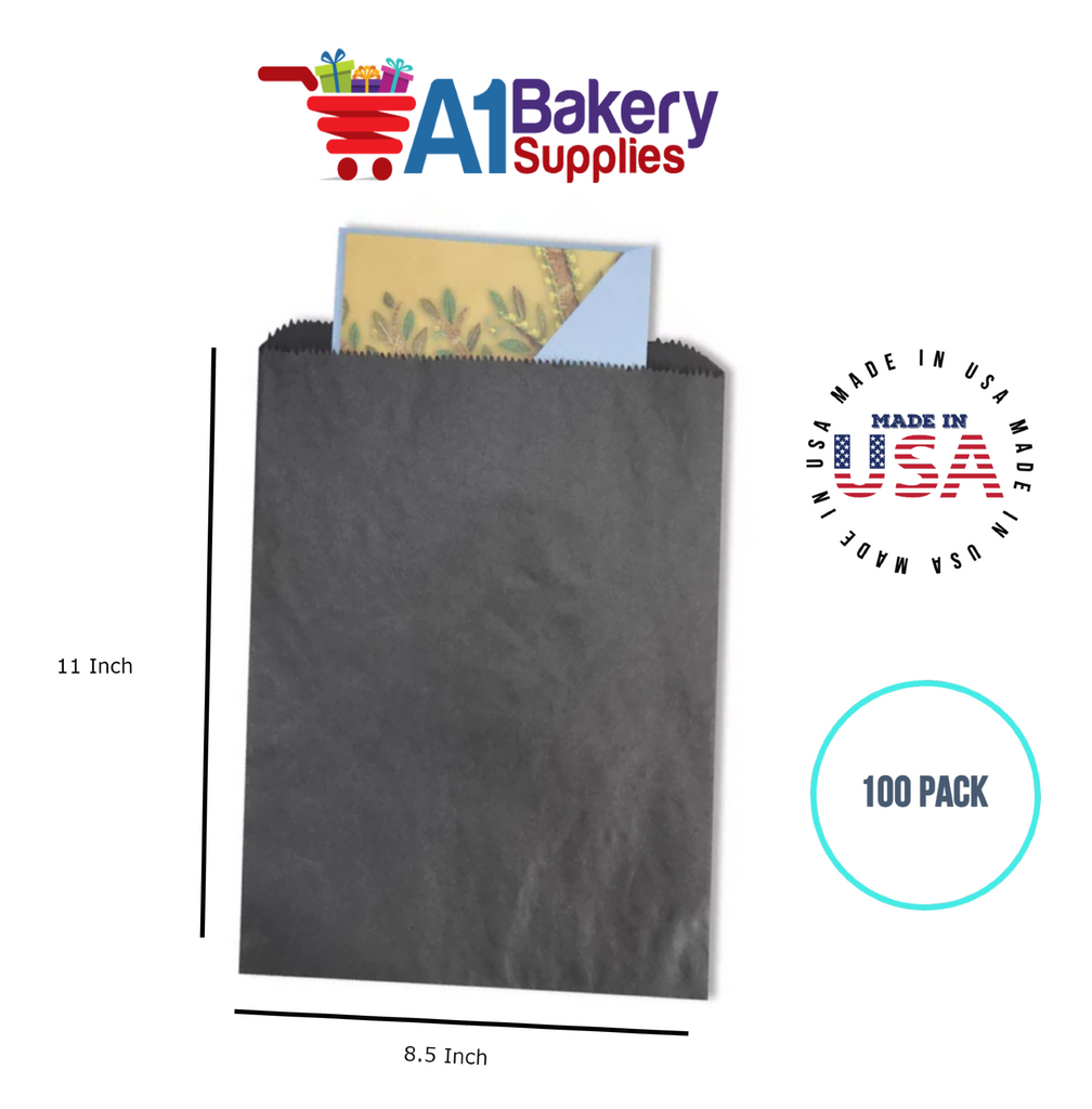 Black Flat Merchandise Bags, Small, 100 Pack - 8.5"x11"