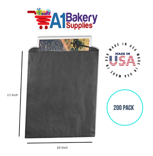 Black Flat Merchandise Bags, 10 x 13" - 200 Pack