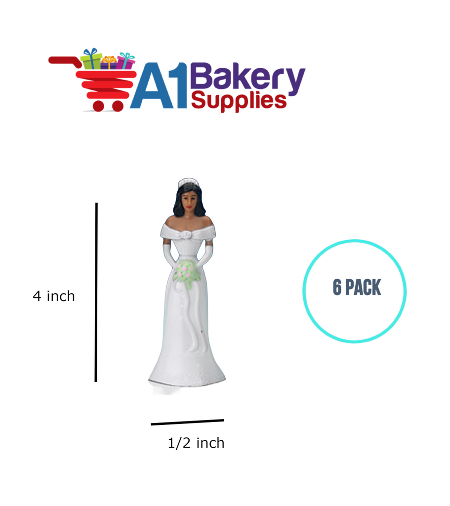 A1BakerySupplies Bride - White - A.A. 6 pack Wedding Accessories for Birthday Cake Decorations and Marriages