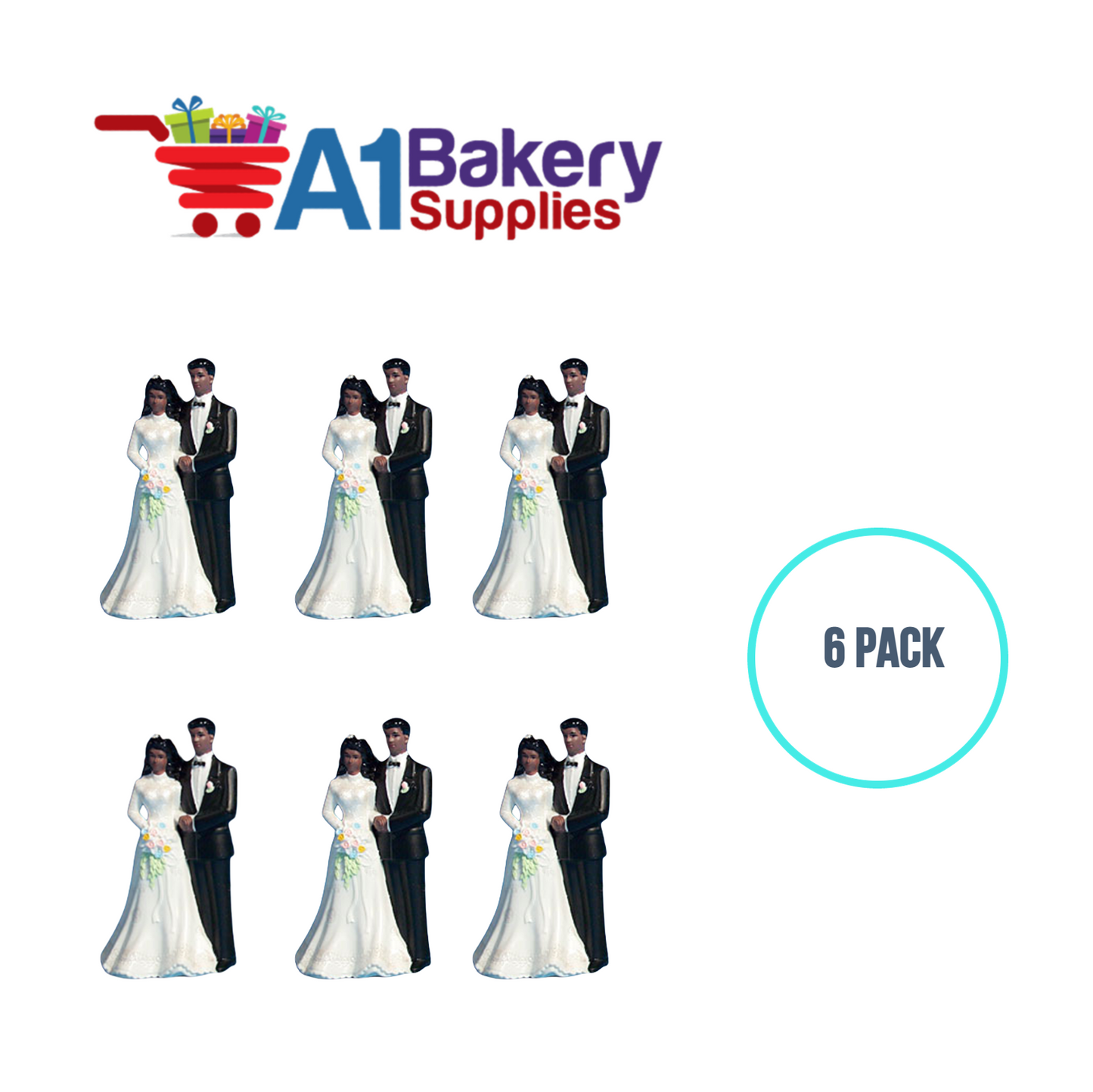 A1BakerySupplies Bride & Groom Figure - AA 6 pack Wedding Accessories for Birthday Cake Decorations and Marriages